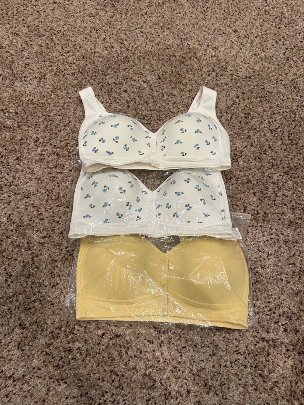 Daisy Women's Floral Print & Solid Wireless Bras in White and Yellow